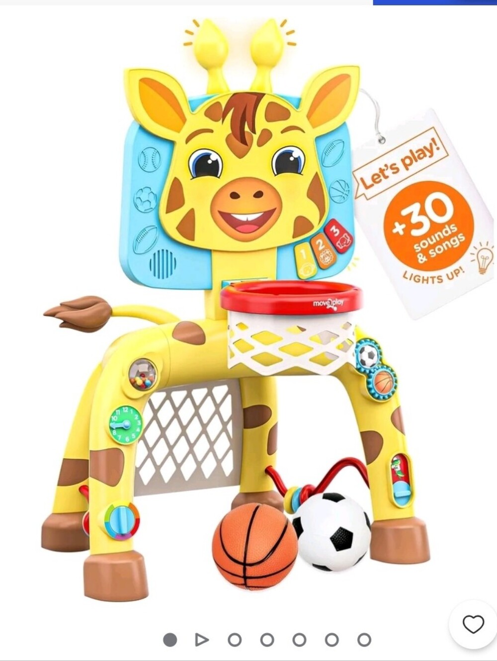 Interactive Yellow Giraffe Activity Center with Basketball & Soccer Playset